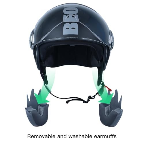 BEON 3/4 Open Face Motorcycle Helmet for Adults,DOT Approved - Moped Half Vespa Retro Helmet with Anti-Scratch Visor for Men and Women Model B-01 - Image 3