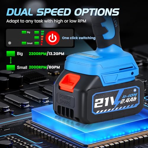 Mxmoonant Electric Fuel Transfer Pump, Cordless Diesel Transfer Pump Battery Powered 13.2GPM Stick Water Transfer with 2 x 2.4Ah Batteries for Diesel, Kerosene, Water - Image 2