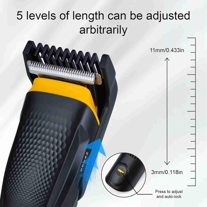 GLAKER Rechargeable Hair Trimmer for Men | Beard & Mustache Grooming Kit with Precision Blades, Adjustable Comb, USB Charging, Cordless Professional Hair Clipper" - Image 4