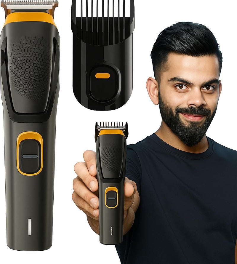 GLAKER Rechargeable Hair Trimmer for Men | Beard & Mustache Grooming Kit with Precision Blades, Adjustable Comb, USB Charging, Cordless Professional Hair Clipper" - Image 1