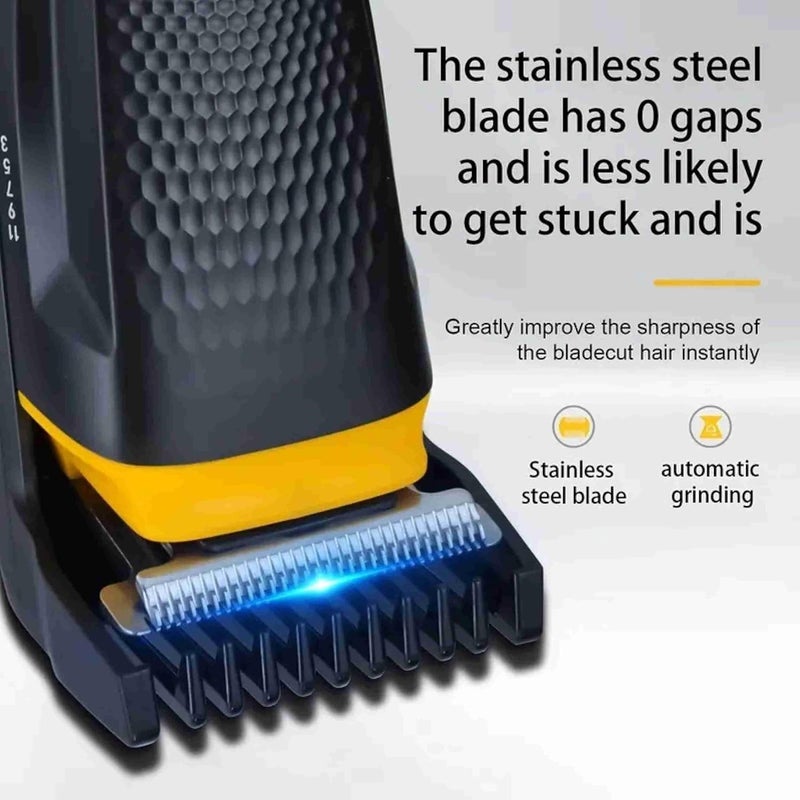 GLAKER Rechargeable Hair Trimmer for Men | Beard & Mustache Grooming Kit with Precision Blades, Adjustable Comb, USB Charging, Cordless Professional Hair Clipper" - Image 5