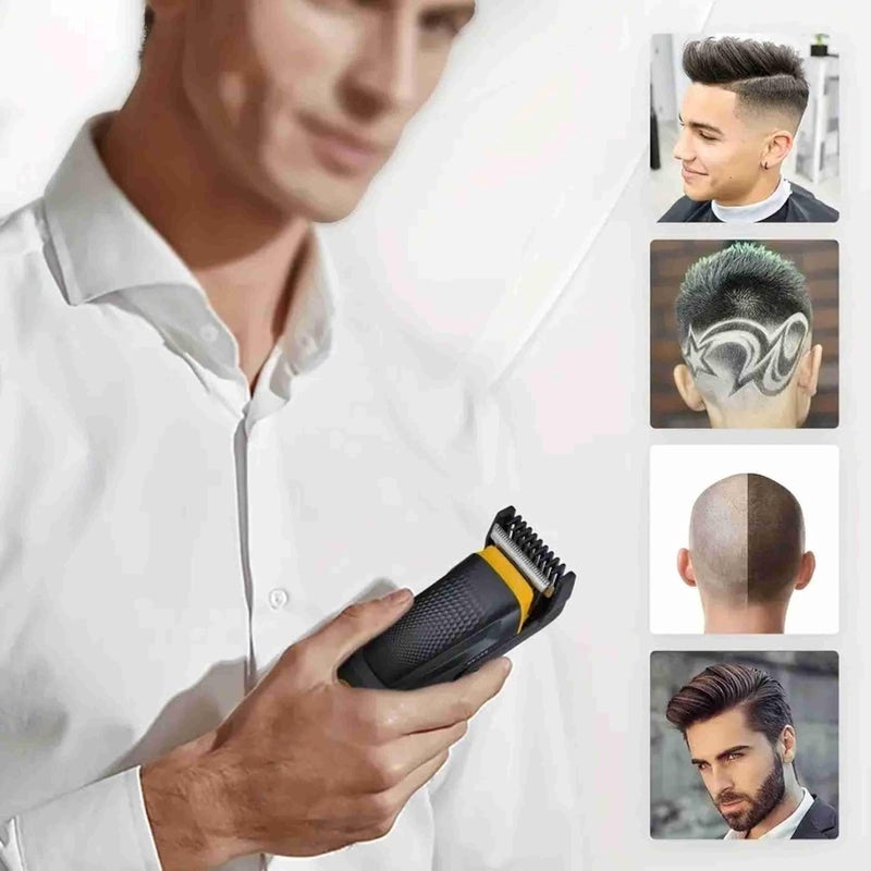 GLAKER Rechargeable Hair Trimmer for Men | Beard & Mustache Grooming Kit with Precision Blades, Adjustable Comb, USB Charging, Cordless Professional Hair Clipper" - Image 3