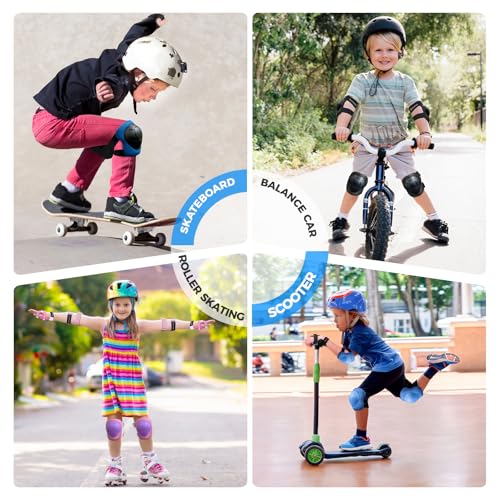 BOSONER Basic Kids Protective Gear: Kids Knee Pads and Elbow Pads with Wrist Guards Set for 3-15 Years - Design for Roller Skates, Cycling, BMX Bike, Skateboard, Inline Skating, Scooter Riding Sports - Image 4