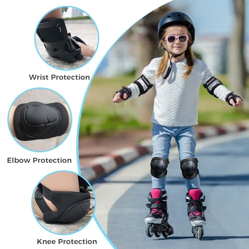 BOSONER Basic Kids Protective Gear: Kids Knee Pads and Elbow Pads with Wrist Guards Set for 3-15 Years - Design for Roller Skates, Cycling, BMX Bike, Skateboard, Inline Skating, Scooter Riding Sports - Image 2