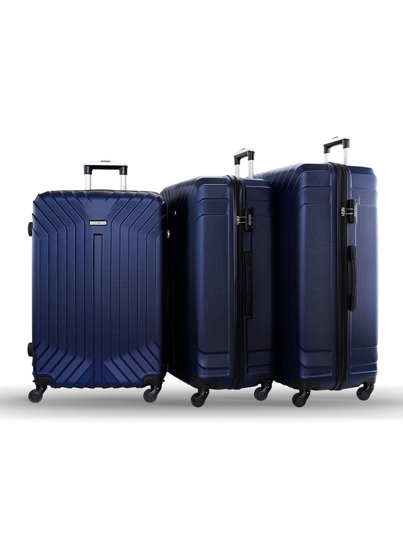 PARAJOHN Lightweight 3-Pieces ABS Hard Side Travel Luggage Trolley Bag Set With Lock For Men/Women/Unisex Navy Blue  - Image 1