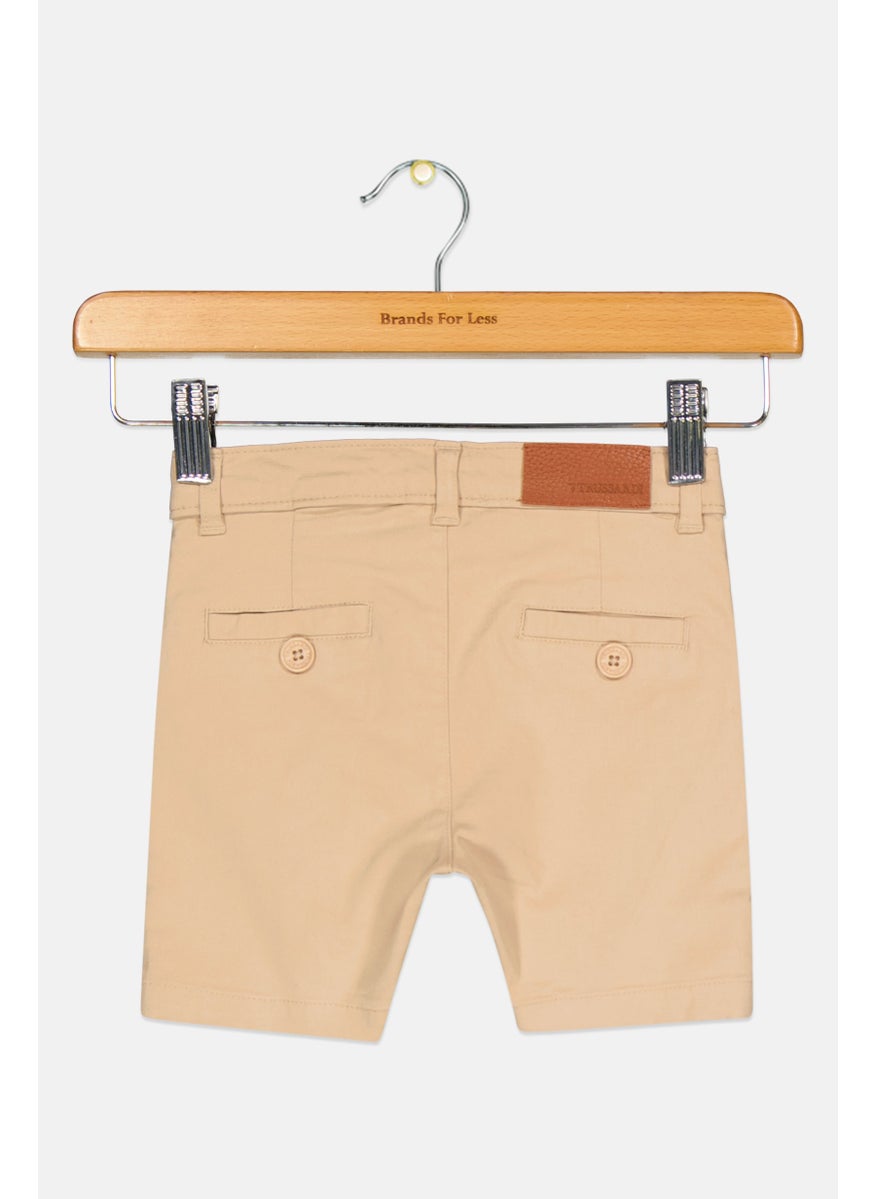 TRUSSARDI - Toddlers Boy Embroidered Chino Short, Beige - Image 1