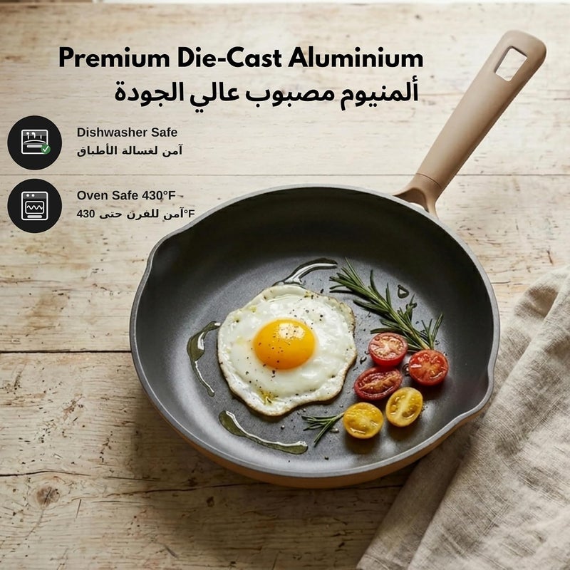 Carote 10-Inch Nonstick Fry Pan with Pour Spout, PFAS & PFOA Free Healthy Cooking, Titanium-Reinforced Frying Pan with Heat-Resistant Handle, All-Stovetop Compatible Skillet, Dishwasher Safe (Taupe) - Image 4