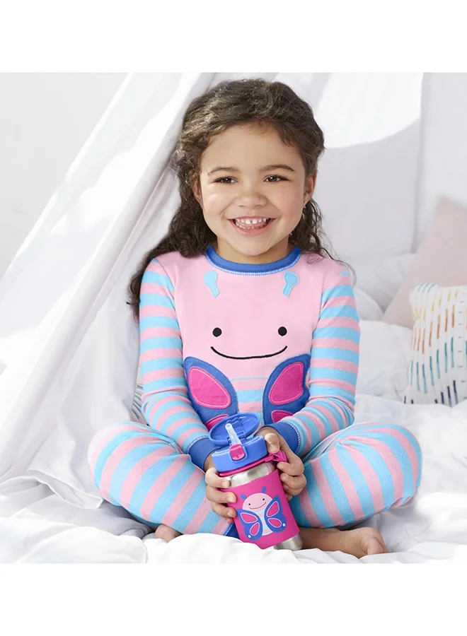 Skip Hop Wander Stainless Steel Straw Bottle - Vibrant Wildflower Design for Kids, Insulated for Long-Lasting Freshness
