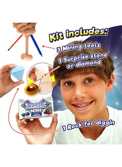 Ja-Ru JA-RU Real Diamond Mine Gemstone Dig Kit (2 Packs) Mystery Rock, Minerals, and Gems for Kids | Break Your Own Geodes and a Chance to Get 1 Real Diamond | Party Favors for Kids Goodie Bags. 4630-2s  - Image 2