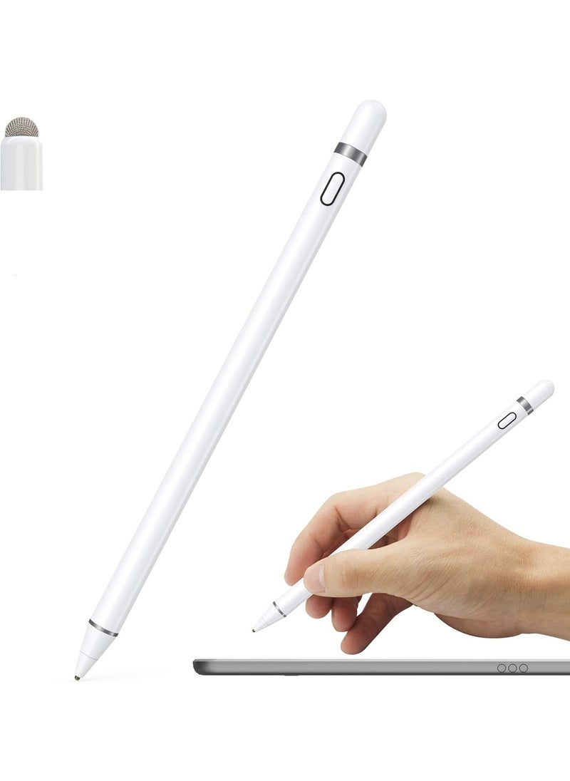 LIXES Active Stylus Pen White/Black 1.45mm fine Tip for iPad Apple iPhone Samsung Tablets, on iOS and Android Capacitive Touchscreen, Take-Note Hand-Written Draw no lags Skipping,Rechargeable  - Image 1