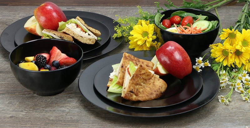 Reston Lloyd Calypso Basics by Reston Lloyd Melamine Dinner Plate, Set of 6, Black - Image 3