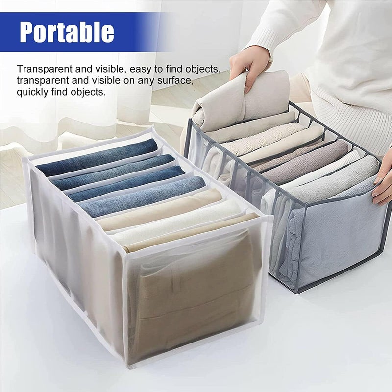 DUFFIX Wardrobe Clothes Organizer with 7 Grids Foldable Storage Box for Jeans TShirts and Closet Organization Washable Drawer Divider - Image 2
