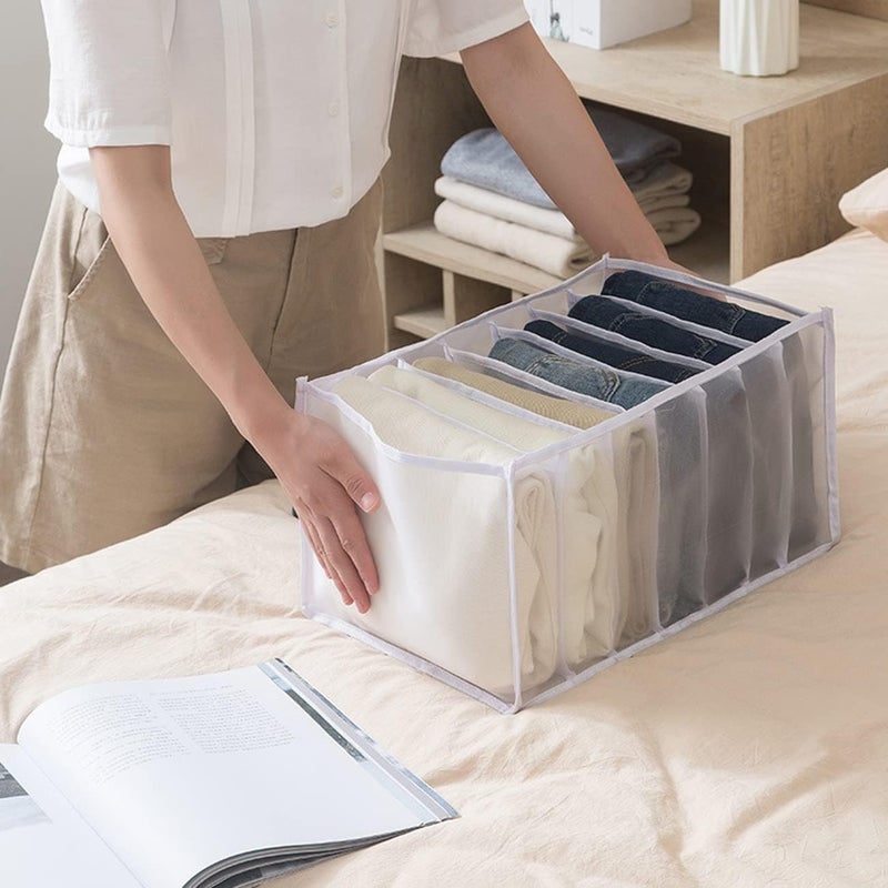DUFFIX Wardrobe Clothes Organizer with 7 Grids Foldable Storage Box for Jeans TShirts and Closet Organization Washable Drawer Divider - Image 5