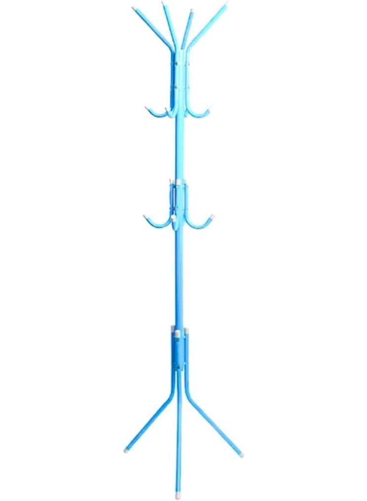 Freestanding Rack Practical Metal Coat Tree Stand With Six Hooks Floor Organizer For Bedroom Living Room Office Entryway Hanging Clothes Hats Bags Jackets Compact Space Saving 42x165 Cm (Baby Blue) - Image 4