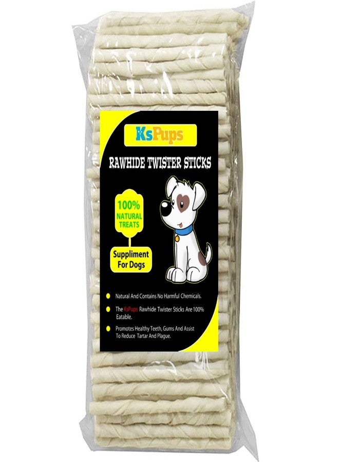 KsPups Dog Natural Twisted Rawhide chew Sticks | Calcium White Twisted chew Stick | Fresh & Natural Rawhide Treats for All Dogs Breeds (750GM) - Image 1