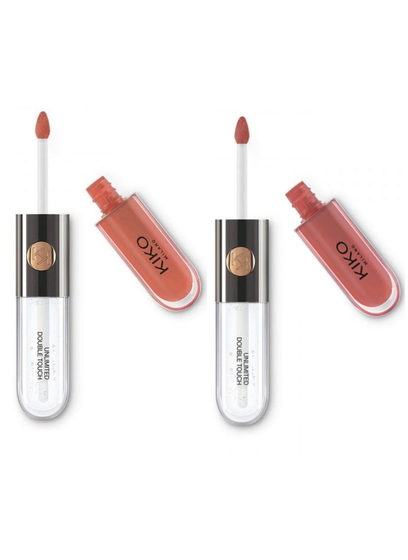 KIKO MILANO Kiko Milano Unlimited Double Touch Liquid Lipstick - 103 Natural Rose & Lipstick 129 Unlimited Double Touch 