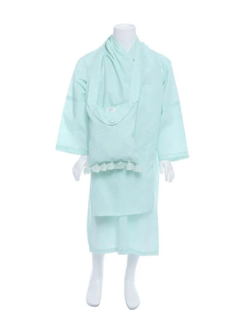 Manasek Kids Blue Scarf & Prayer Dress Set with a Bag - 8 -10 Years - Image 1