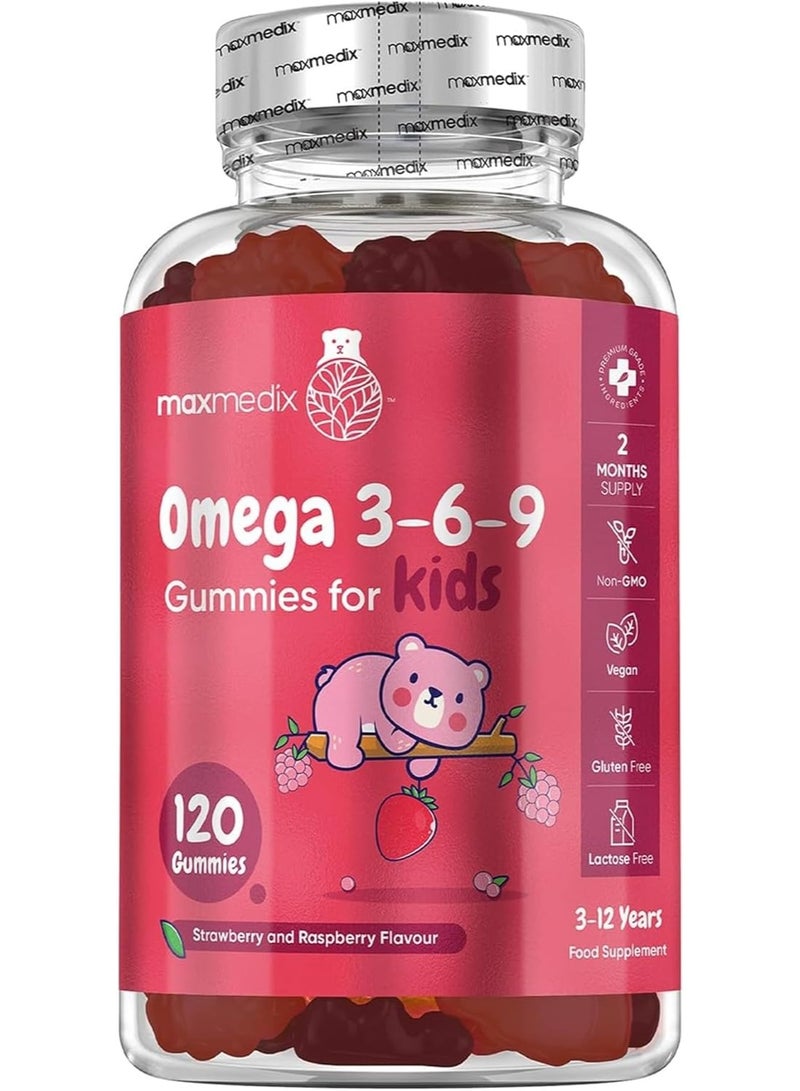 maxmedix Omega 3 6 9 Gummies for Kids - 2 Months Supply - 120 Vegan Gummies - Tasty Alternative to Fish Oil or COD Liver Oil for Kids - Rich in EPA, DHA & ALA - Non-GMO & Gluten-Free Omega 3 Kids Gummies - Image 1