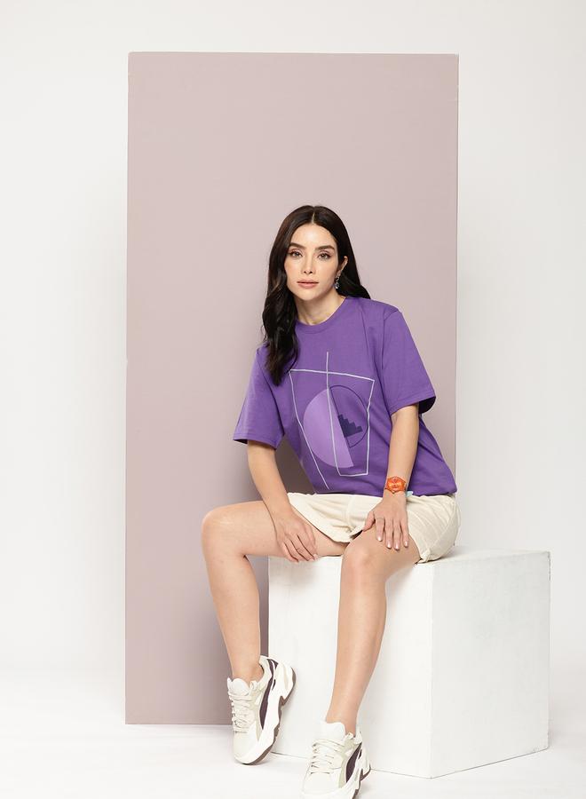 Dillinger Women Purple Oversized Graphic Printed T-Shirt - Image 4