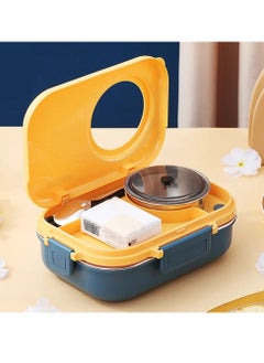 Wooden Twist Stainless Steel Yellow Tiffin Box Lunch Box Kids Adults  - Image 4