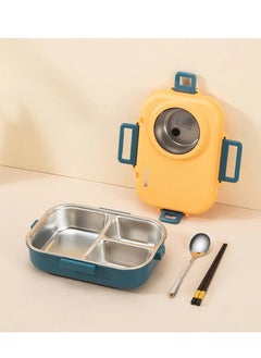 Wooden Twist Stainless Steel Yellow Tiffin Box Lunch Box Kids Adults  - Image 5