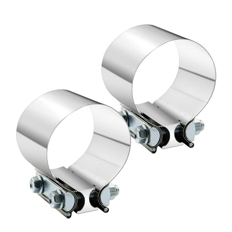3 30 Inch Exhaust Clamp Butt Joint Band Clamp Sleeve Coupler Stainless Steel 3 Inch for Exhaust Pipes Mufflers and Catalytic Converters 2 PCS