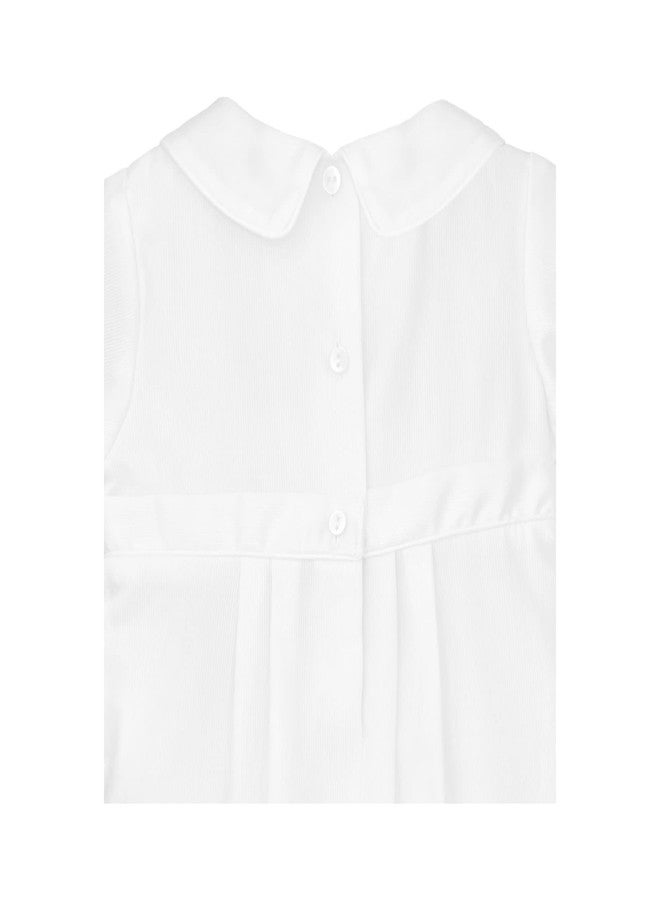 Petit Ami Hand-Embroidered Boy's Christening Longall - Tucks and Feather Stitching, White (White, 9 Month) - Image 4