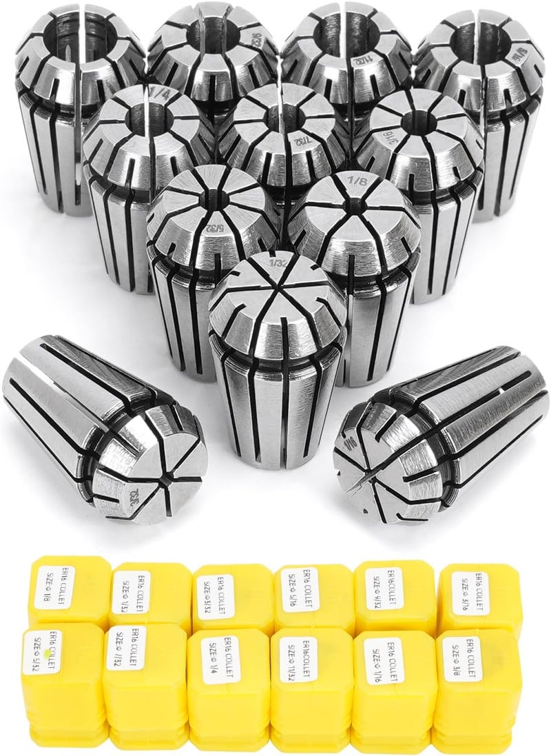 SILIVN 12pcs ER16 Spring Collet Set for CNC Engraving Machine and Milling Lathe Tool Workholding Engraving Collets - Image 1