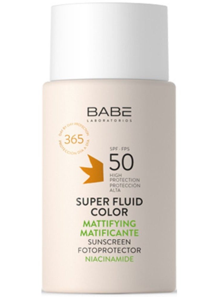 Babe Laboratorios Babé Super Fluid Color Mattifying SPF50 Sunscreen with Niacinamide 50ml - Image 1
