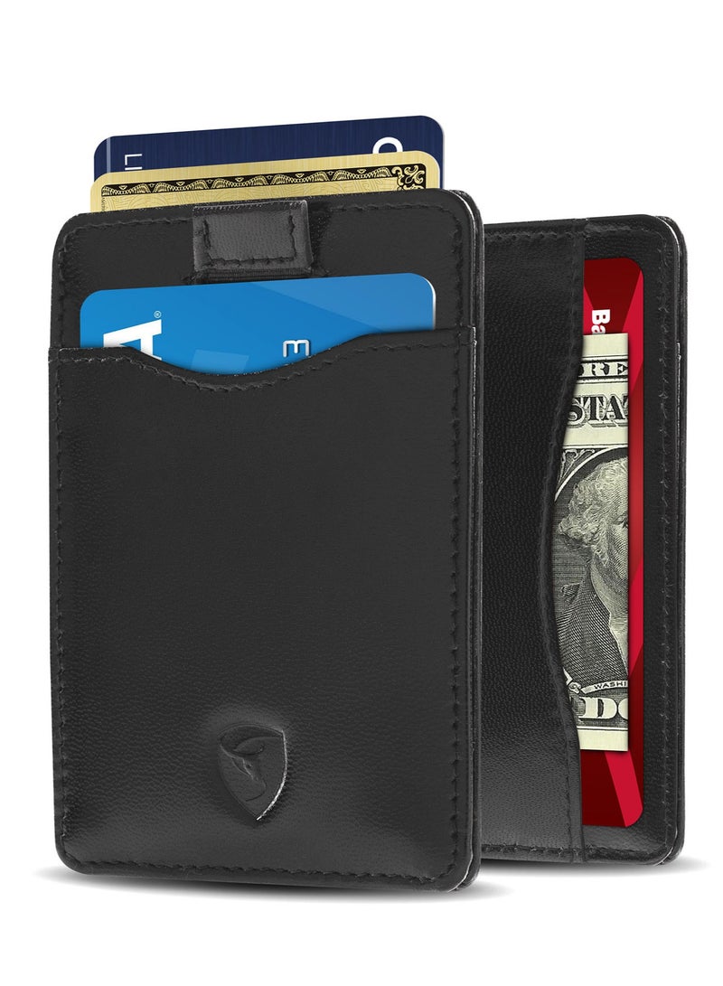 SKENZBI Slim Wallet for Men Women  Card Holder with RFID Protection Minimalist Black - Image 1