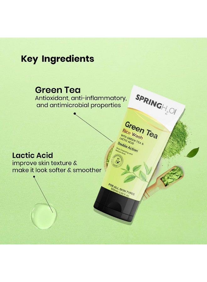 SPRING H2O Green Tea Face Wash | Deep Cleansing & Acne Control with Hydrating Formula | Refreshing Gel Cleanser for All Skin Types 100ml - Image 4