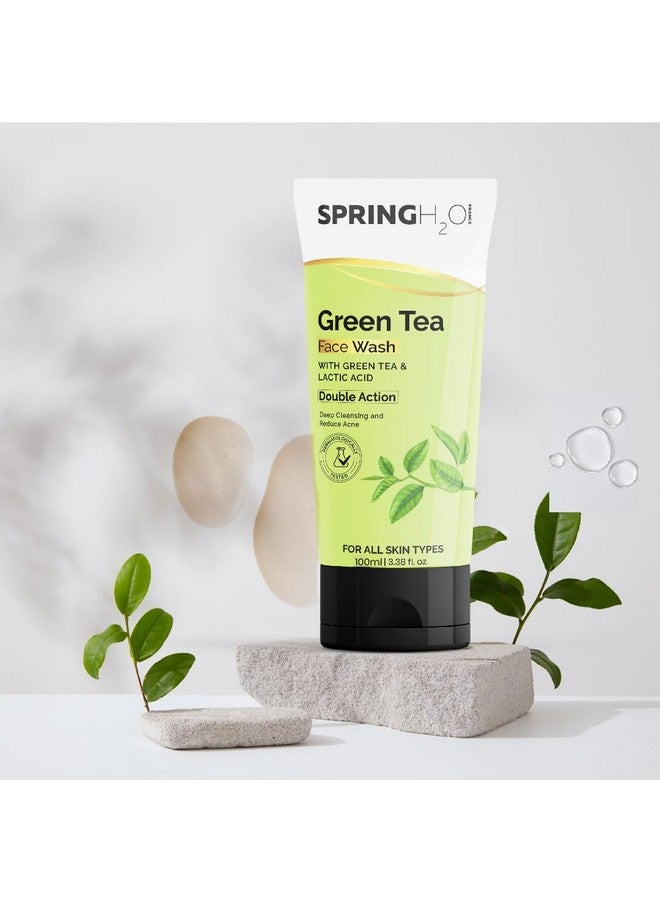 SPRING H2O Green Tea Face Wash | Deep Cleansing & Acne Control with Hydrating Formula | Refreshing Gel Cleanser for All Skin Types 100ml - Image 2