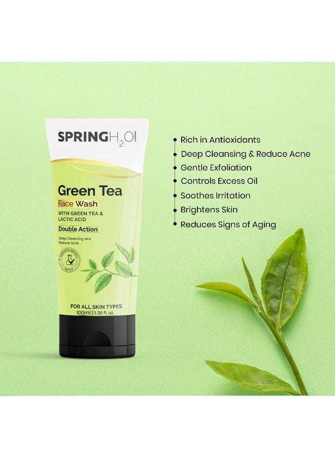 SPRING H2O Green Tea Face Wash | Deep Cleansing & Acne Control with Hydrating Formula | Refreshing Gel Cleanser for All Skin Types 100ml - Image 3