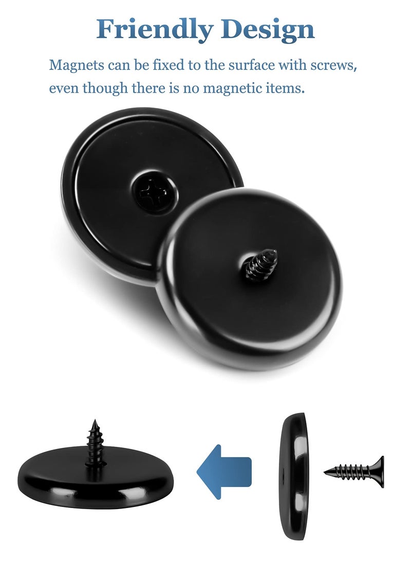 KASTWAVE 10 Pack Neodymium Round Base Cup Magnets, 30LBS Strong Rare Earth Magnets with Heavy Duty Countersunk Hole and Stainless Screws for Refrigerator, Craft, Home, Office Black - Image 3