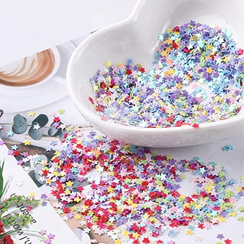 Sourcingbay Art Craft Glitter, Star Shape Glitter Confetti for Christmas New Year Cards, Handcrafts, DIY Home Decoration, Party Festival, Nail Art- 0.35oz (10g) (Multicolor) - Image 5