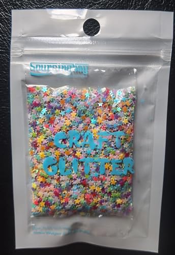 Sourcingbay Art Craft Glitter, Star Shape Glitter Confetti for Christmas New Year Cards, Handcrafts, DIY Home Decoration, Party Festival, Nail Art- 0.35oz (10g) (Multicolor) - Image 3