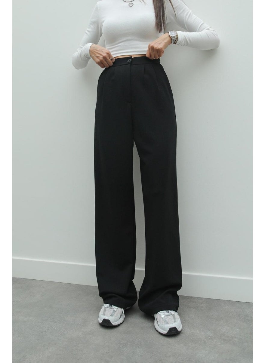 Havoş Havos Black Double Pleated Palazzo Trousers  - Image 3