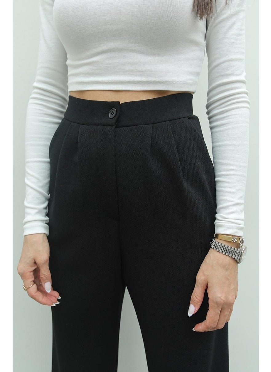 Havoş Havos Black Double Pleated Palazzo Trousers  - Image 4
