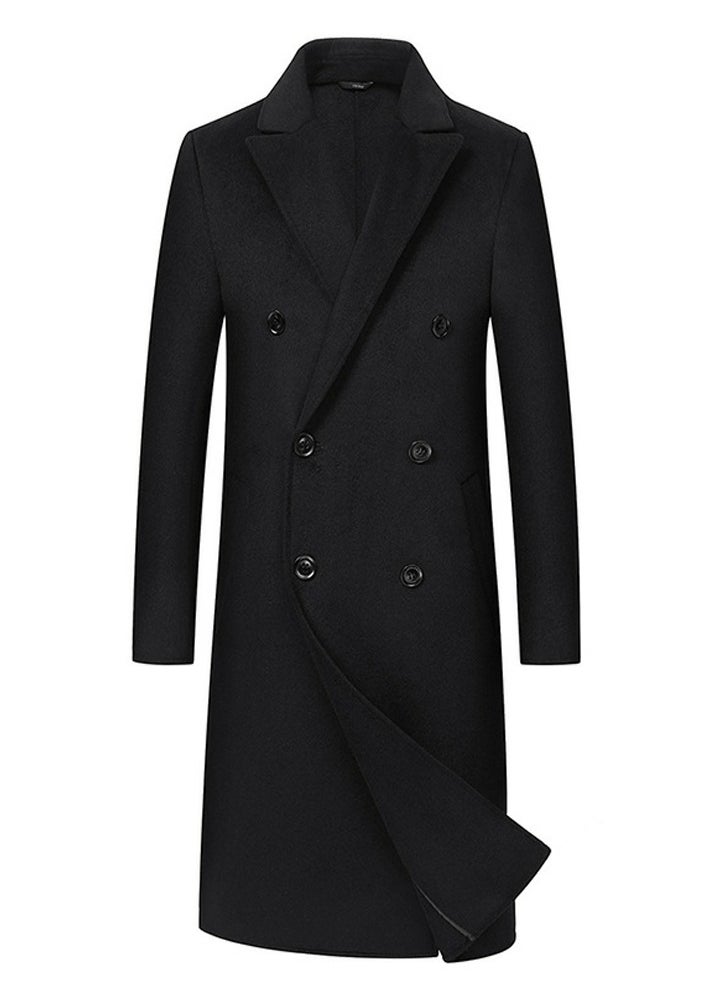 Men's Double-Sided Woolen Casual Coat Slim Fit Suit Collar Long Jacket Overcoat With Pockets Black - pzsku/ZEEA9D88CFD7882917F2BZ/45/_/1708918891/3cd0d1cc-007e-4c06-8e12-64e97f65fe7c