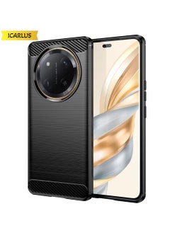 ICARLUS For Honor X9c 5G TPU Case Brushed Carbon Fiber Texture Phone Cover - Black  - Image 1