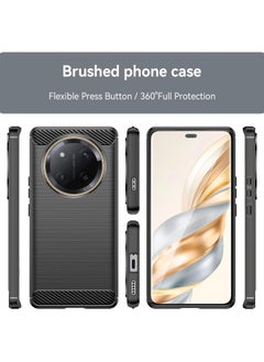 ICARLUS For Honor X9c 5G TPU Case Brushed Carbon Fiber Texture Phone Cover - Black  - Image 3