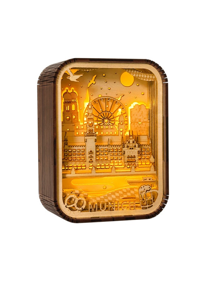 Creative Cultural And Creative Craft Gifts Foreign City Tourist Scenic Spot Souvenirs Desktop Ornaments Wood Carving Night Light