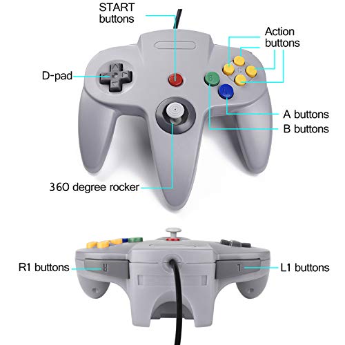 miadore 2 Pack Classic N64 Controllers (Yellow/Gray) Bundle with 2 Pack 6FT N64 Controller Extension Cable - Image 4