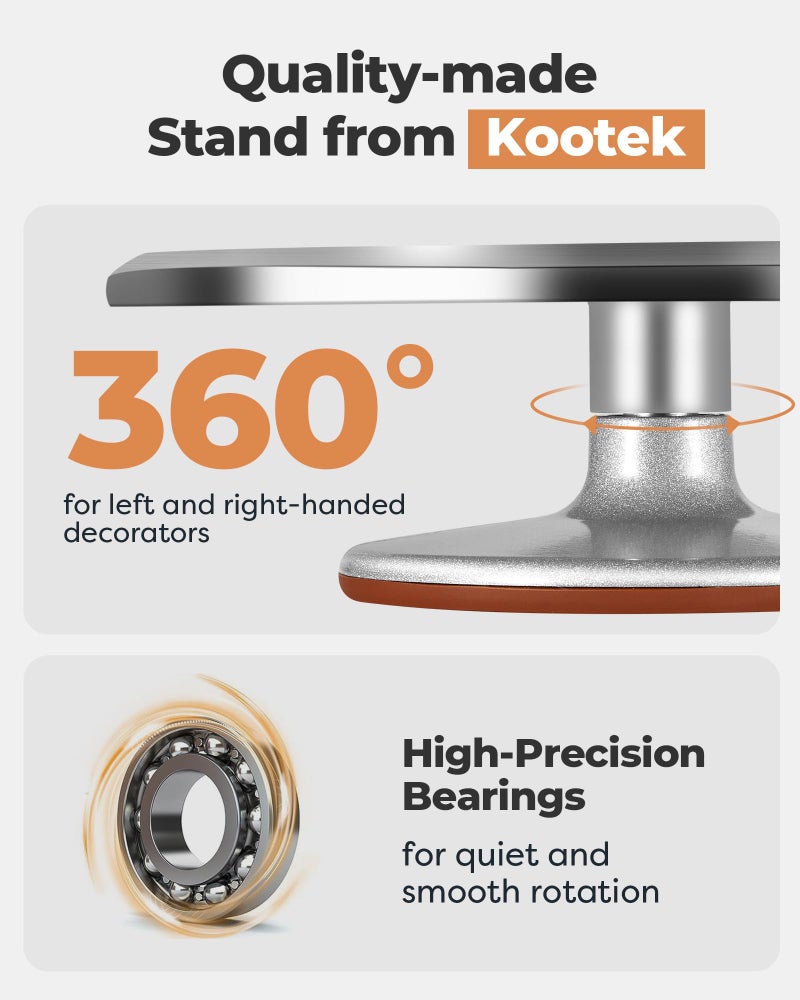 Kootek 180 Pcs Cake Decorating Kits Supplies - Aluminium Alloy Revolving Cake Turntable, Numbered Cake Decorating Tips and Frosting Tools for Baking Cupcake Cookie Muffin Kitchen Utensils - Image 2