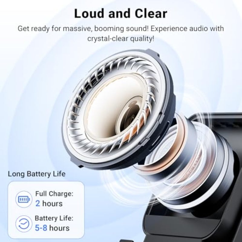 مكبر صوت حثي مع حامل هاتف 5 في 1 صوت بلوتوث لاسلكي لهواتف iPhone وAndroid مع ضوء ملون قابل لإعادة الشحن، هدايا عيد ميلاد للرجال والنساء والمراهقين باللون الأسود - Image 4