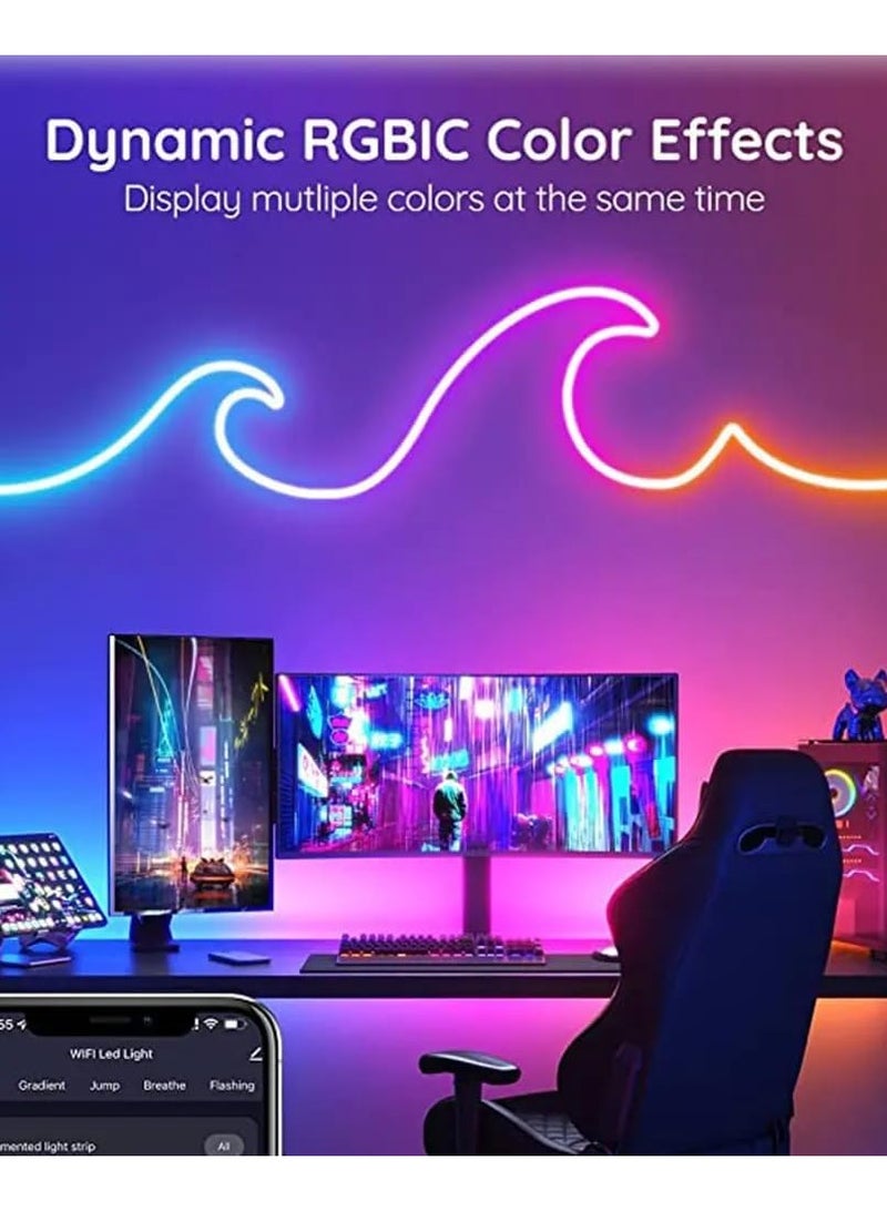 LUMIVE Lumive RGBIC Neon Light Strip- Smart LED Night Light for Gaming Setups - Works with Alexa & Google Assistant - 16 Million Colors -Easy Installation - Adjustable Brightness [3M] - Image 2
