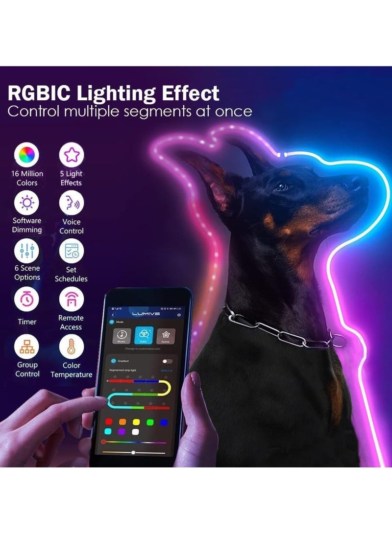 LUMIVE Lumive RGBIC Neon Light Strip- Smart LED Night Light for Gaming Setups - Works with Alexa & Google Assistant - 16 Million Colors -Easy Installation - Adjustable Brightness [3M] - Image 5