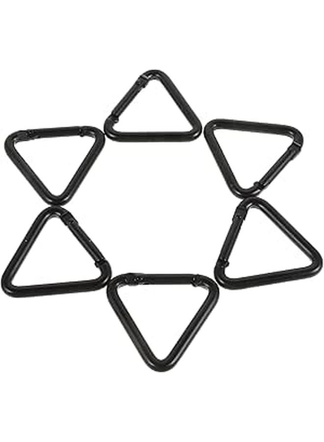 6 Pack Black Aluminum Triangle Carabiner Clips for Outdoor Camping Hiking Accessory Keychain - Image 1