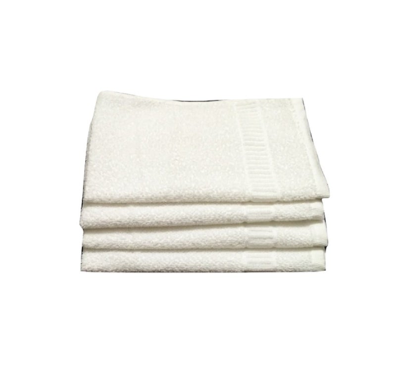 Cotton Colors Cotton Colors Plain Design Hand Towels (Large, White, Pack of 4)_D89  - Image 1