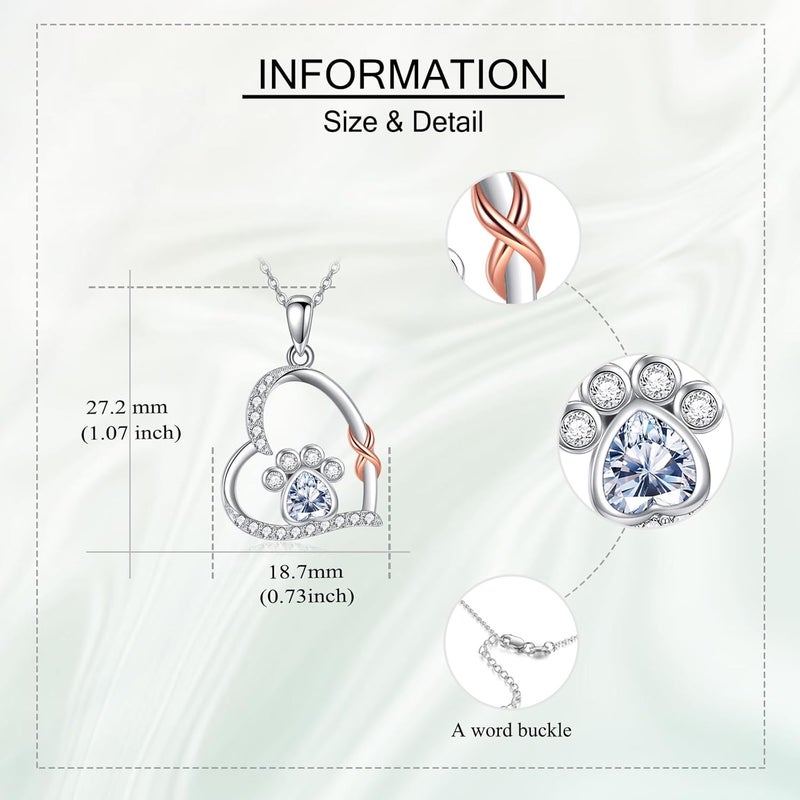 ONEFINITY Store Paw Print Necklace 925 Sterling Silver Cat Dog Paw Pendant Jewelry for Women Pet Lover Gifts - Image 3